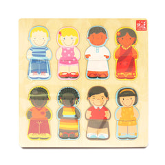 Multiracial Wooden Puzzle Board